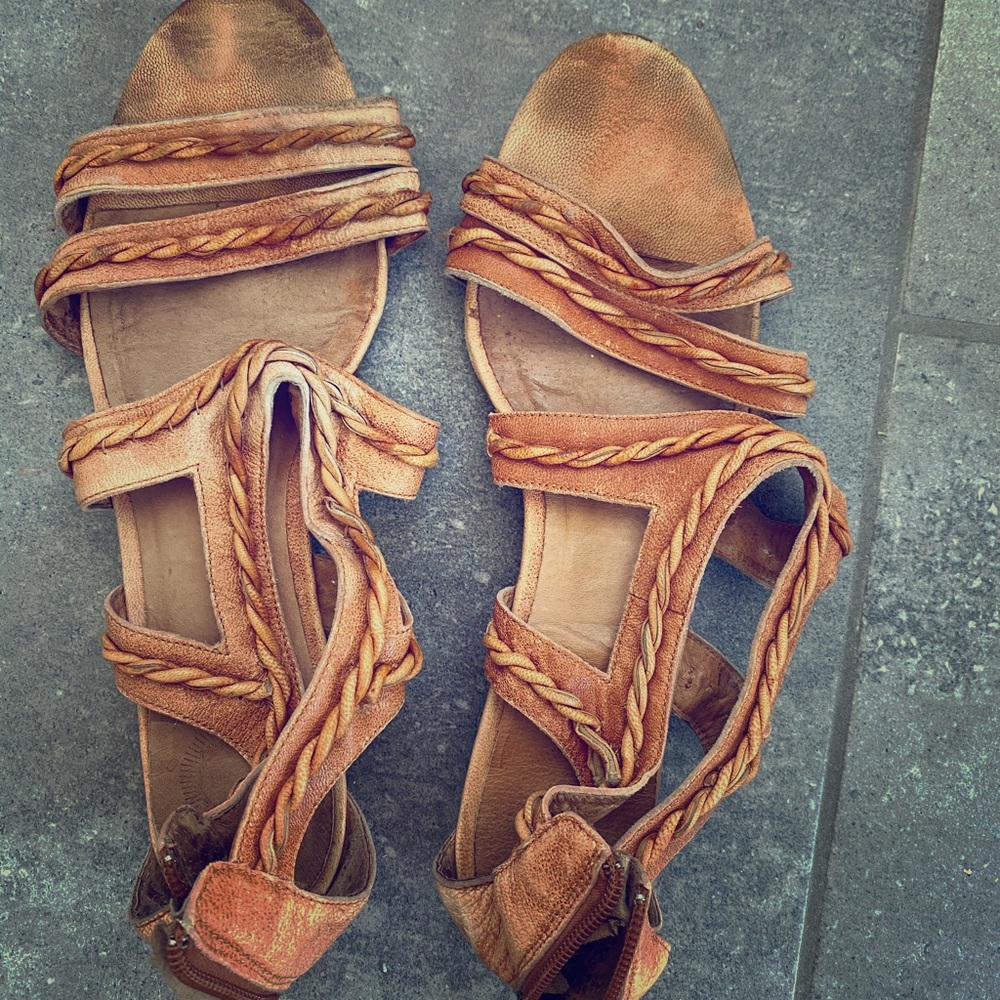 Anthropologie brown leather sandals